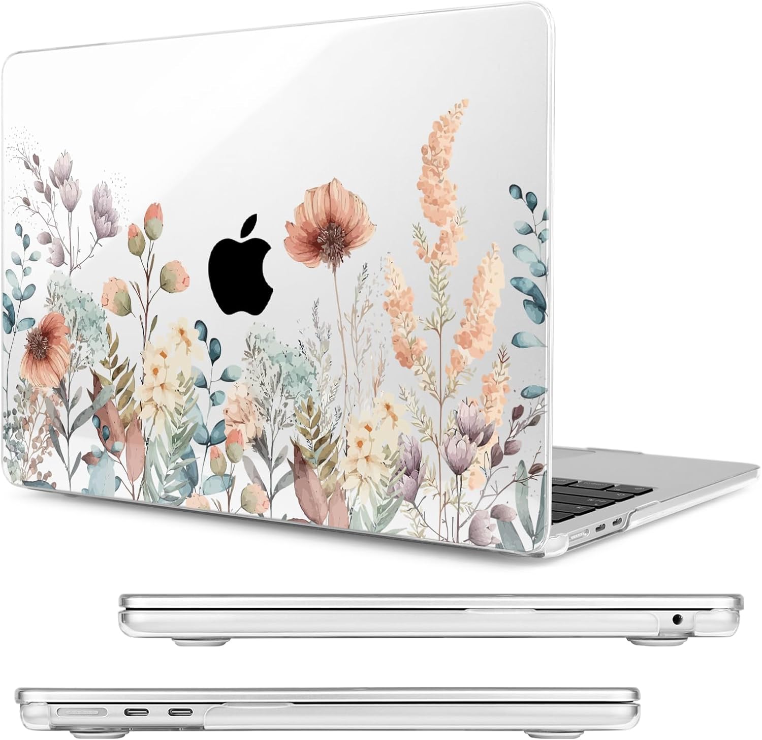 MecBevia Compatible with MacBook Air 13.6 inch Case, M4 A3240/M3 A3113/M2 A2681 (Released 2025 to 2022), Hard Shell, Keyboard Cover, Screen Protector, Webcam Cover & Type-C Adapter, Abstract Flower - Image 6