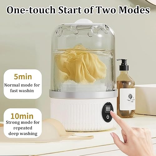 Miniatura 7 de Lavadora de ropa interior, taza de lavandería portátil, taza de lavado turbo portátil, mini lavadora portátil recargable con 3000 mAh, ligera para