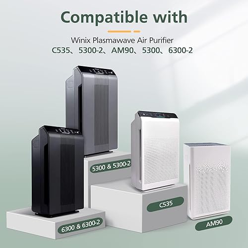 Miniatura 3 de Isinlive HEPA Plus 4 A 115115 Repuesto de filtro de carbono, tamaño 2, para purificador de aire Winix PlasmaWave 5300 6300 5300-2 6300-2 P300 C535.
