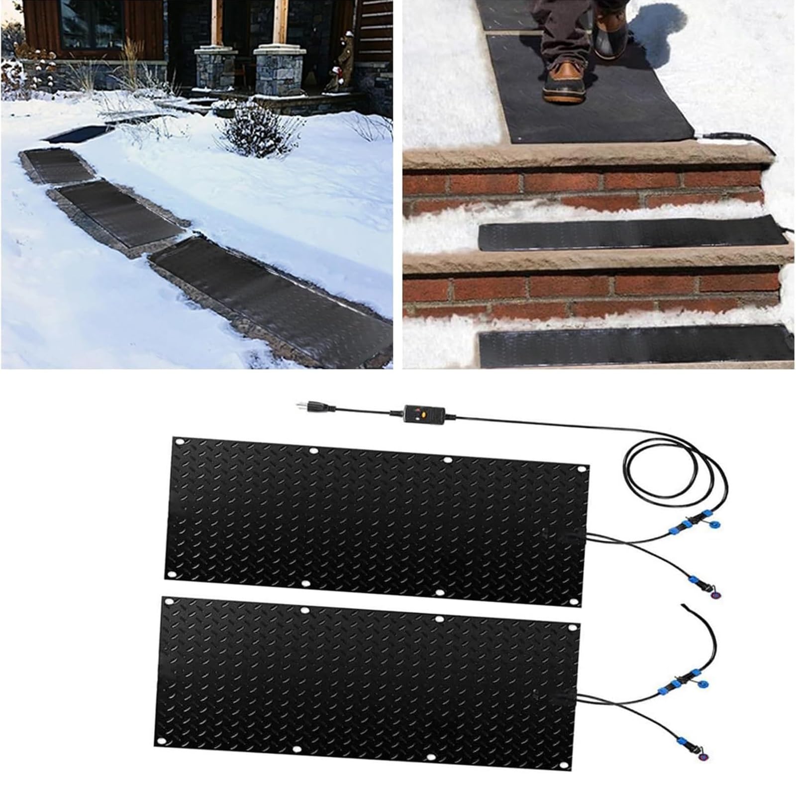 Tapis de fonte de neige pour utilisation en extérieur : tapis antidérapant pour passerelles d'hiver et escaliers pour une élimination rapide de la neige (40 x 200 cm x 2 pièces)