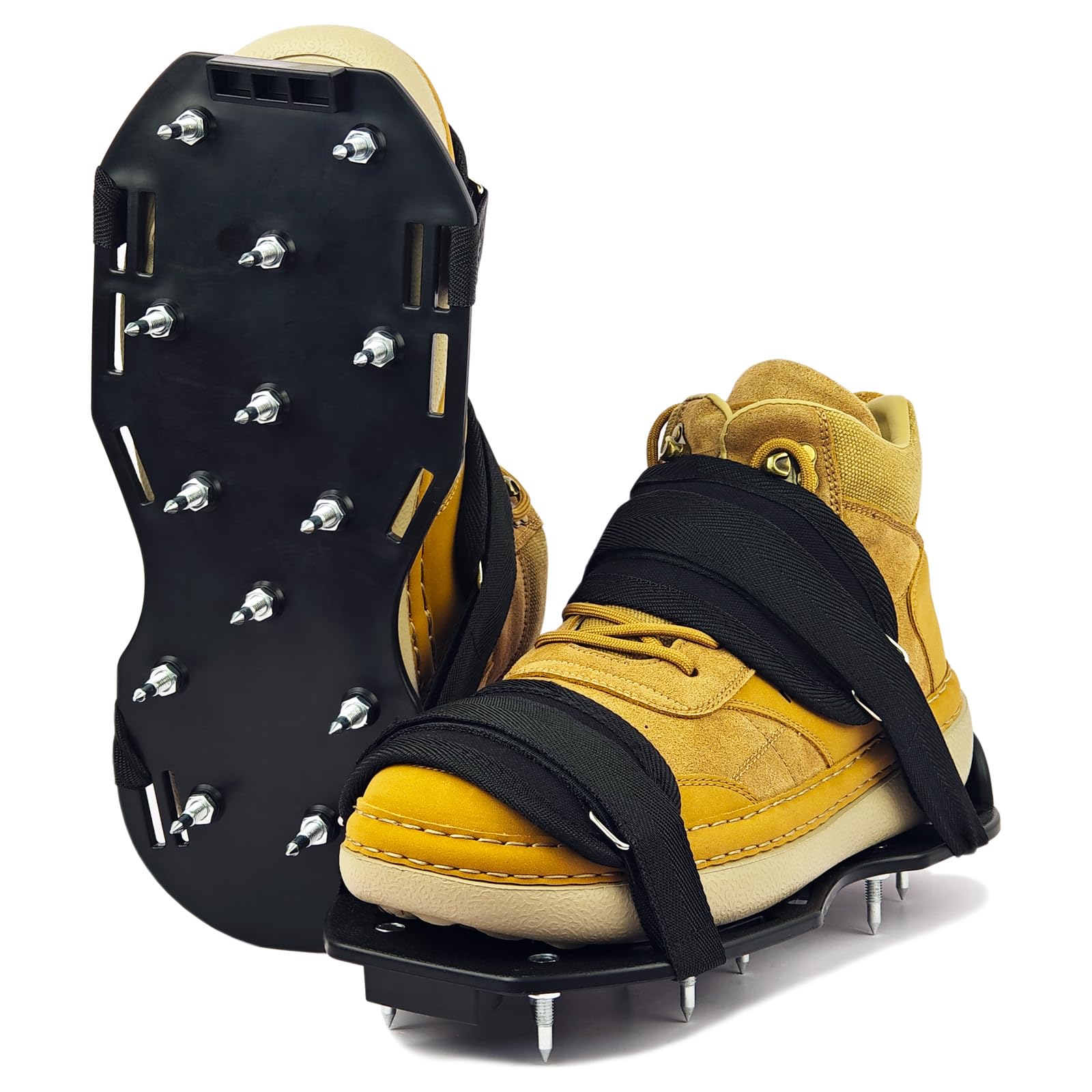 casusen Spike Shoes for Epoxy Flooring, Assembled Gunite Epoxy Shoes with 1" Short Spikes and Non-Slip Adjustable Strap for Overlays 5mm Thickened Straps-picture-48