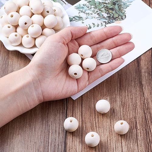 Vista 27 de Mega Pet 50 cuentas espaciadoras de madera natural sin terminar de 0.472 in (0.47 pulgadas) redondas de madera sueltas para manualidades