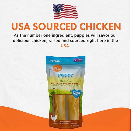 Miniatura 8 de Canine Naturals Puppy Chicken and Rice Chew - Golosinas para cachorros sin cuero crudo, hechas con pollo estadounidense, totalmente naturales y