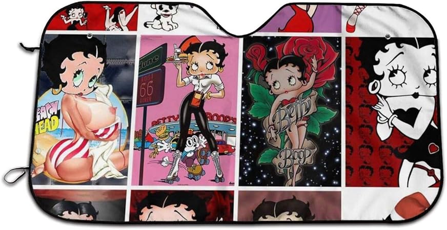 Amazon ベティちゃんblack Betty Boop カーフロント サンシェード 車用遮光断熱 紫外線対策折り畳み 凍結防止 四季兼用 日よけ 日焼け 車中泊 仮眠 盗難防止 簡単取付 折りたたみ 軽量130x70cm サンシェード 車 バイク