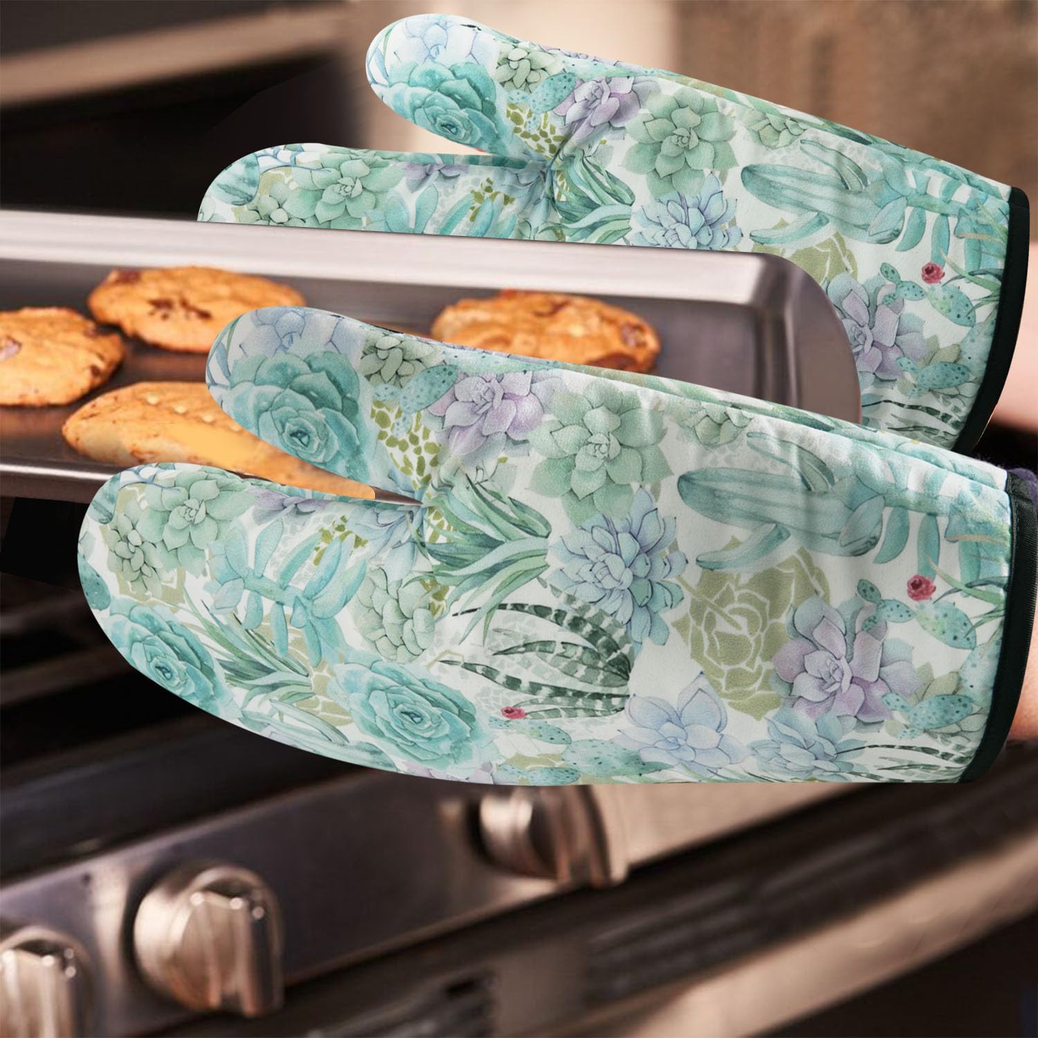 Ofenhandschuhe und Topflappen, 2er-Set, für Küche, hitzebeständige Ofenhandschuhe und heiße Pads für die Küche, weiche Ofenhandschuhe und Grillen, Backen, Grillzubehör und Zubehör