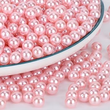 SUREAM Pearl Beads for Crafts, 2600PCS Loose Pearls for Vase Filler, 8mm Pink Art Faux Pearls, No Hole Round Pearl for Vase Fillers, Table Scatter, Wedding, Birthday, Party, Home Decoration