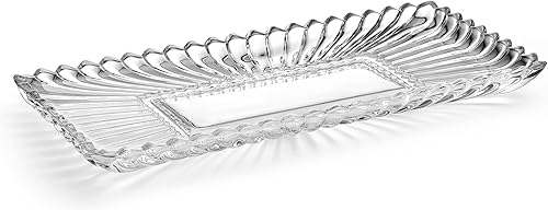 Mikasa Estate - Bandeja decorativa rectangular de cristal para servir, jarrón, transparente