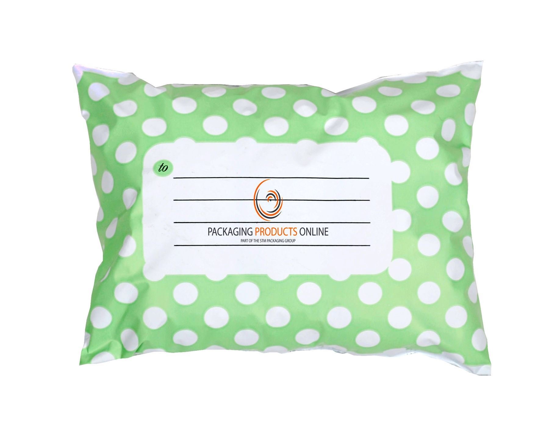 25 x Green Printed Polka Dot Polythene Mailing Bags - 320mm x 440mm 13" x 17" - Post Plastic Polybag Poly Strong Self Seal