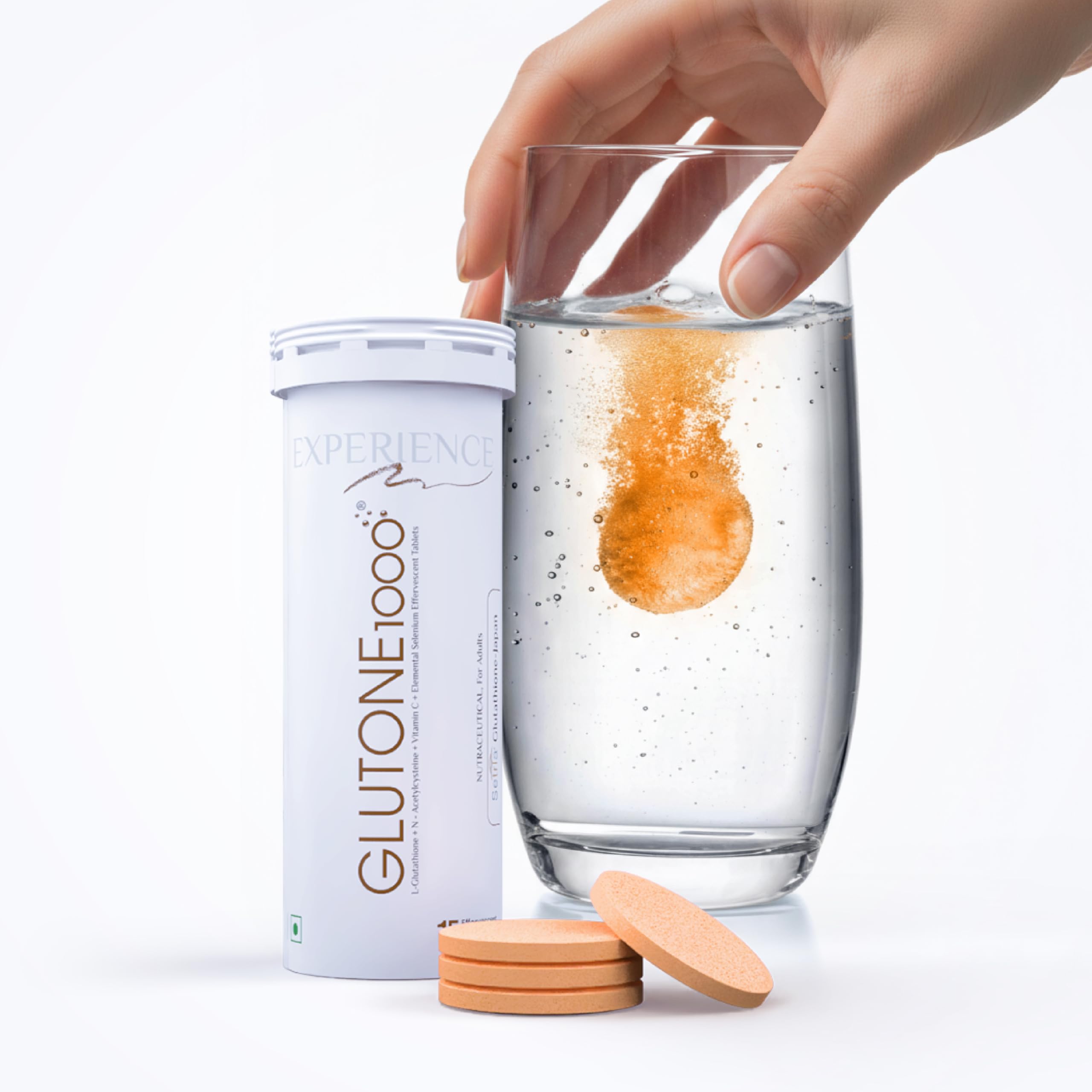 Glutone 1000 Setria L-Glutathione Tablets for Radiant & Clear Skin | 600mg Premium L-Glutathione & Vitamin C | Skin glow Brightening Supplement | 15 Effervescent Tablets | Orange Flavor (Pack of 1) 4