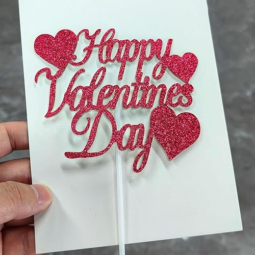 Miniatura 4 de 10 adornos para tartas del día de San Valentín, decoración de pastel de corazón con purpurina roja, decoración de pastel de San Valentín, decoración