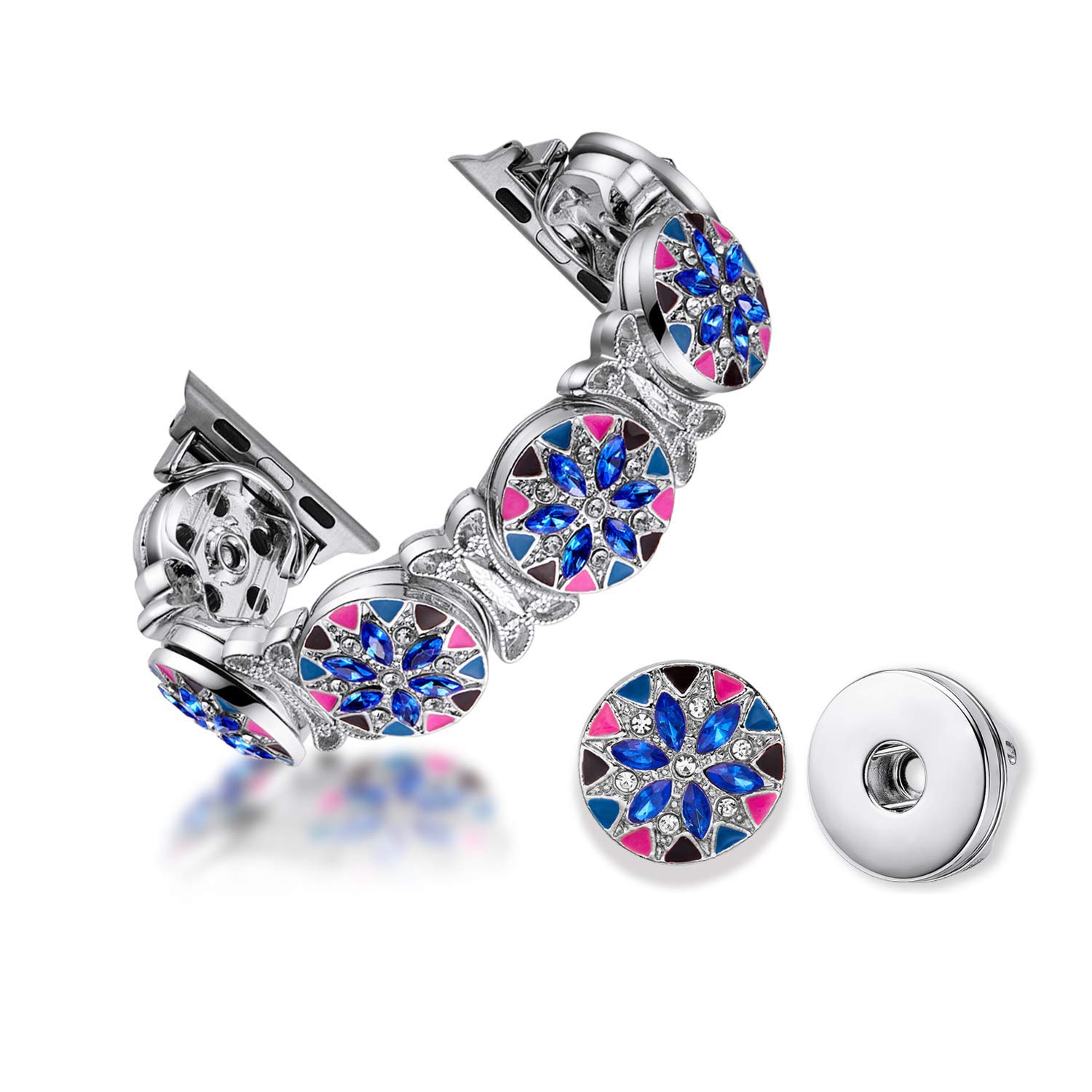 TILON 2 in 1 DIY Apple Watch Bracelet Compatible for Apple Watch 38mm/40mm Series 5/4/3/2/1,Jewelry Bangle Cuff Handmade Elastic Stretch Beaded iWatch Bracelet for Women Girls