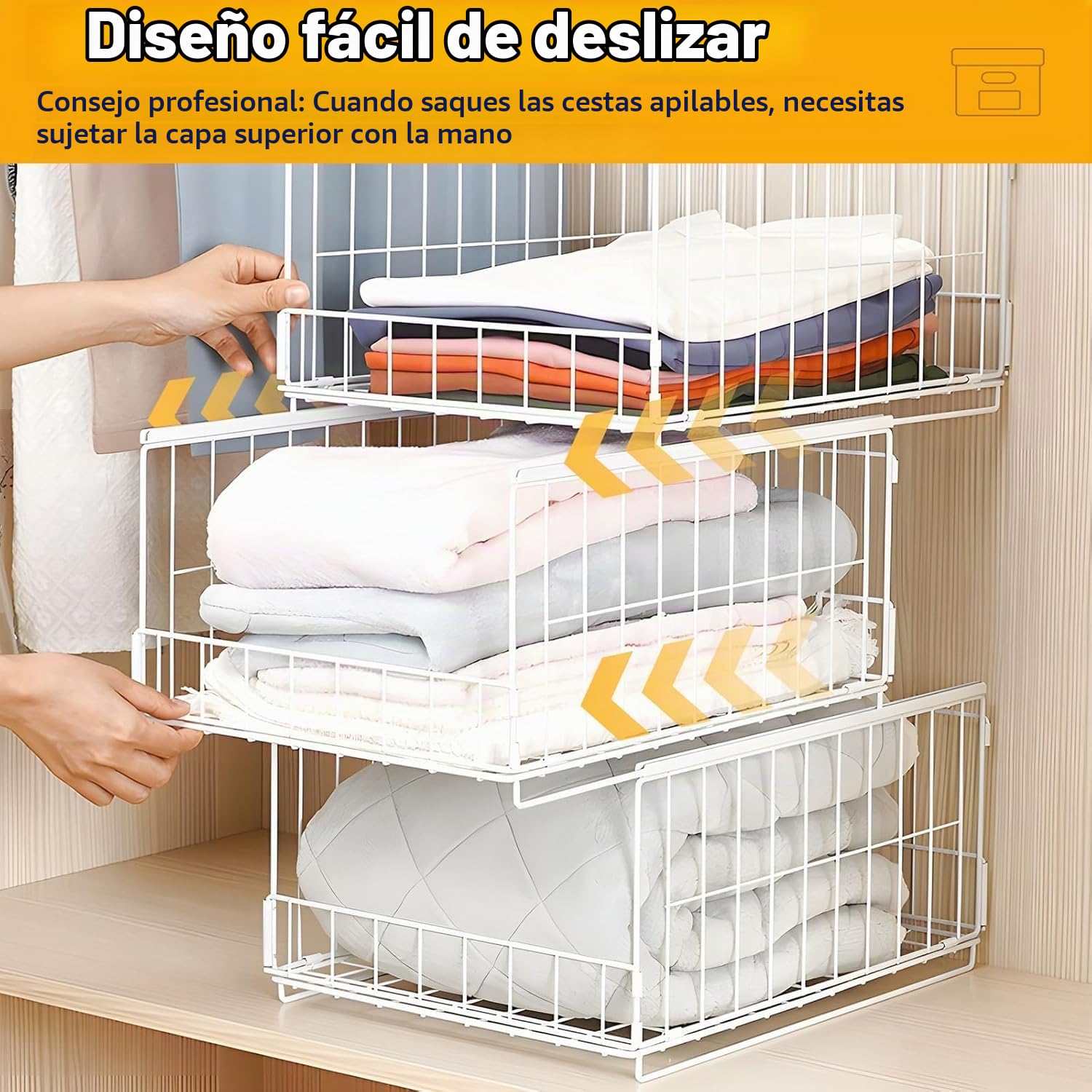 Pack de 4 Blanco Organizadores de armario apilables, Caja de almacenamiento y organizador para cajones, Cesta de almacenamiento para ropero, Sistema de organización plegable para armarios y cajones