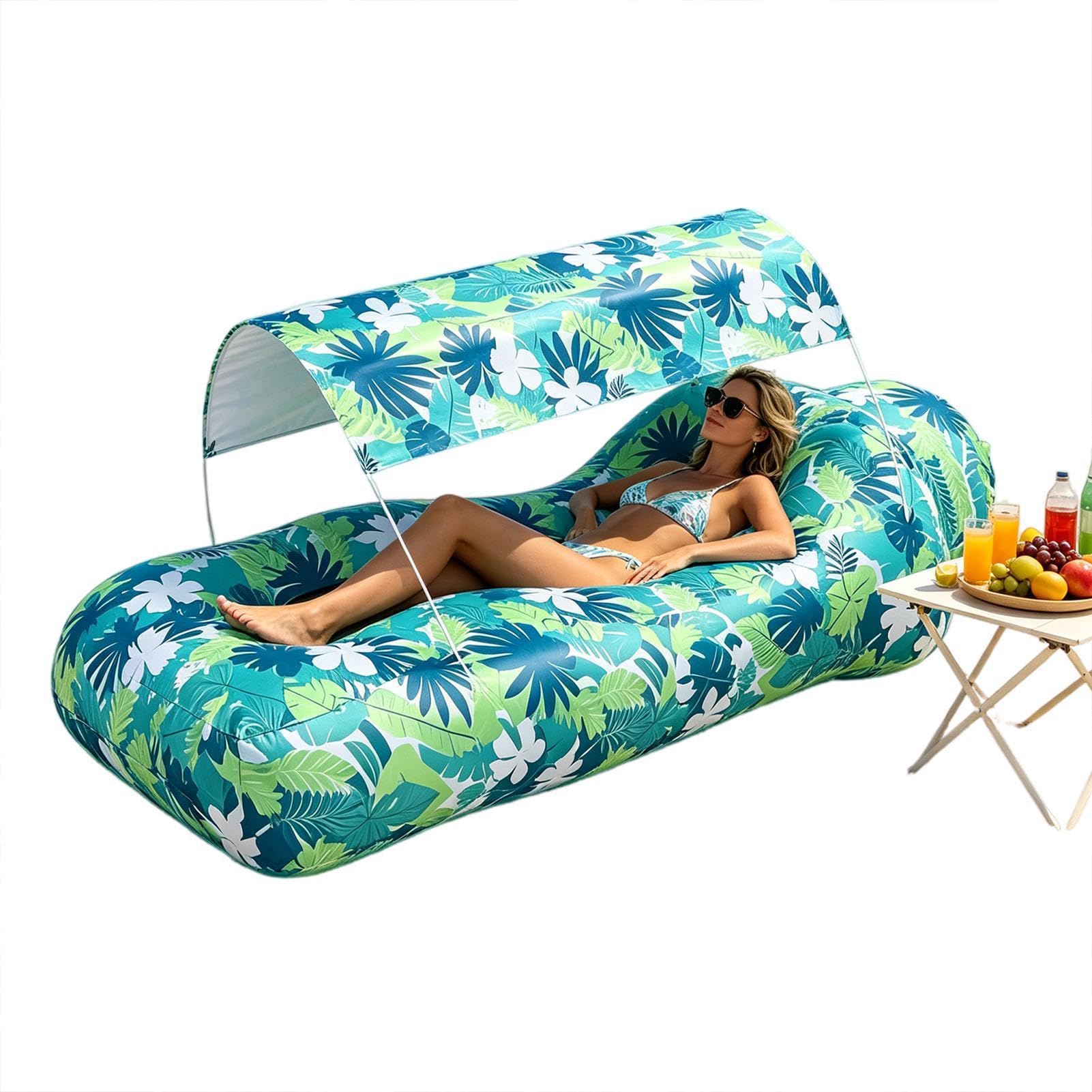muchiwany Leżak Powietrzny Sofa Plażowa z Osłoną Przeciwsłoneczną | Leżak Zewnętrzny Na podróżowanie i wakacje, biwakowanie, morzem, piesze wędrówki, piknikowanie, w