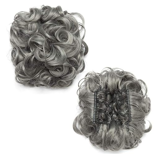 Miniatura 2 de Benehair Moño desordenado con peines con clip en moño de Juva, moño de Juva, esponjoso, ondulado, fácil de estirar, moño grande, cola de caballo