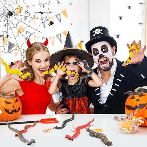 Miniatura 5 de 5 piezas de serpiente de goma realista, juguetes de serpiente suaves y elásticos para niños, juguetes antiestrés para adultos, juguetes para