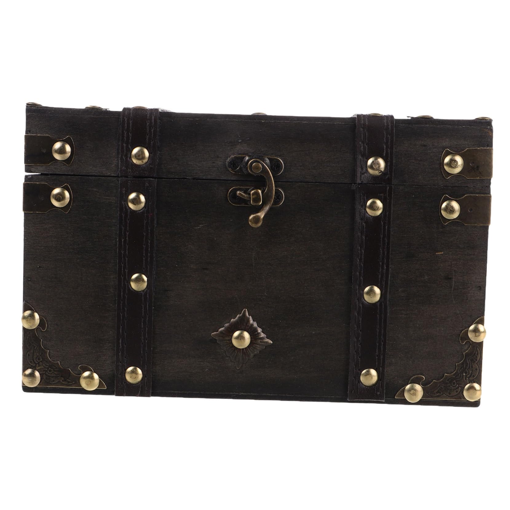 Grand coffre de rangement en bois style pirate COLLBATH rétro gris