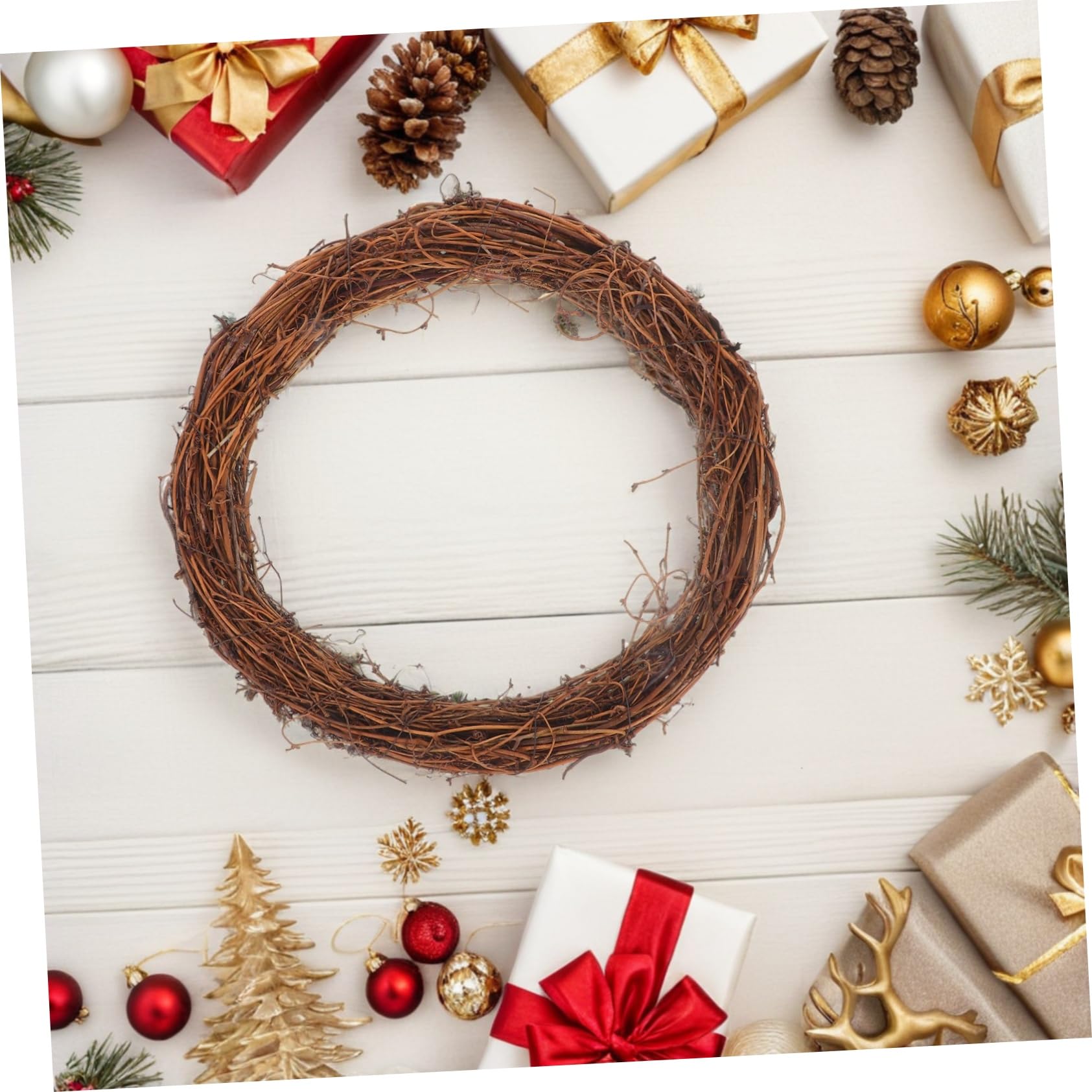 6piezas De Ratán Natural De Anillo De para Puerta De Entrada Decoración De Ratán para Manualidades Decoración De Hogar Boda Fiesta Invierno