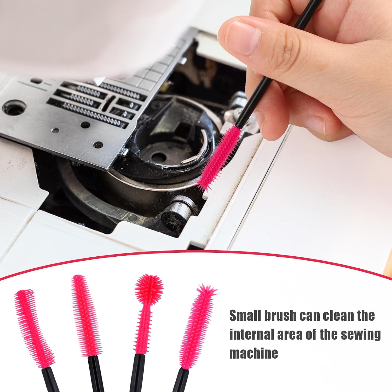 20 Pcs Sewing Machine Cleaning Brushes, Silicone Sewing Machine Cleaning Brushes Silicone Bristle Cleaning Brush for Sewing Machine Cleaning Supplies (Rose Red)