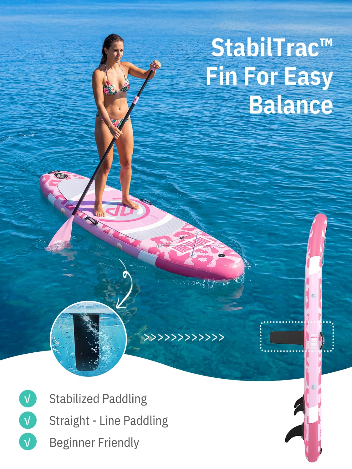 Niphean Nadmuchiwana deska do wiosłowania ze stabilnym skrzydłem i trwałymi akcesoriami SUP, nadmuchiwane deski do wiosłowania dla dorosłych i młodzieży, wszechstronna deska do wiosłowania do jogi