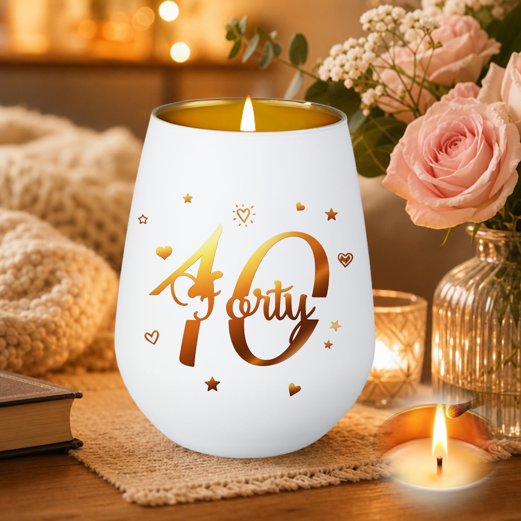 40th Birthday Gifts for Women Tea Light Candle Holder 40 Year Old