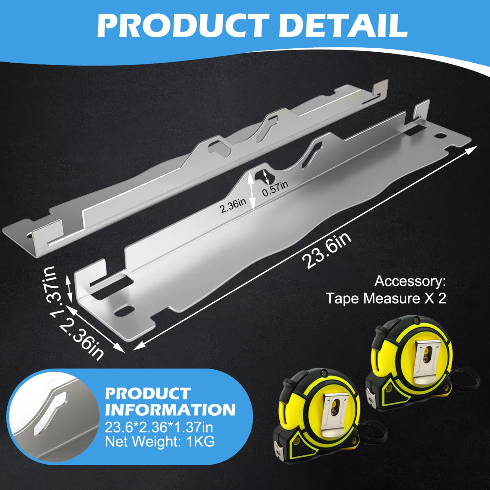 Otufan Heavy Duty Toe Alignment Tool Plates, Upgrade Stainless Steel Wheel Alignment Tool Plate with Hanging Holes for Easy Wall-Mounted Storage (Including 2 Tape Measures)