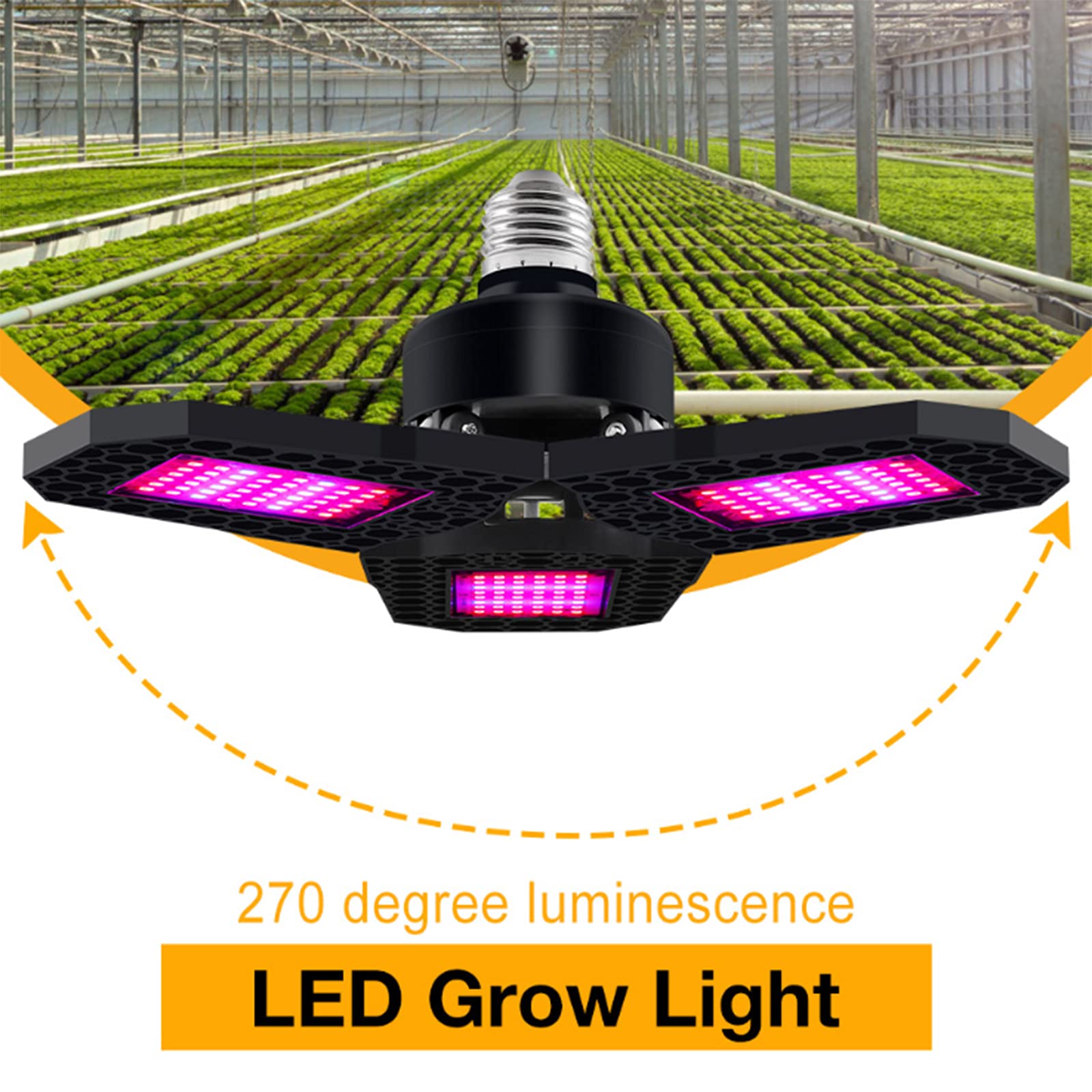 LED Cultive Barras de luz Plantas de Espectro Completo Lámpara de Crecimiento, para Invernadero hidropónico Interior, siembra y floración - E26/E27,80w（144）