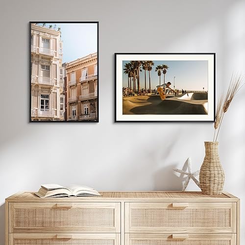 Miniatura 6 de Frametory, Marco de fotos de aluminio de 13 x 19 pulgadas, marco negro de 13 x 19 pulgadas con paspartú de color marfil para fotos de 11 x 17