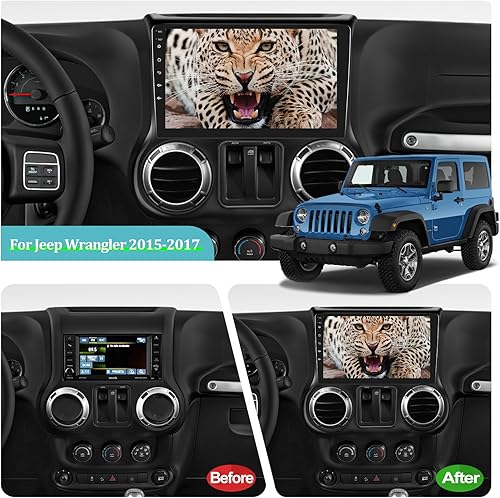 Miniatura 2 de Radio inalámbrica Apple Carplay Android para automóvil para Jeep Wrangler 2015-2017, 2+32G 10.1 pulgadas pantalla táctil con Android AutoDSPGPSWiFi