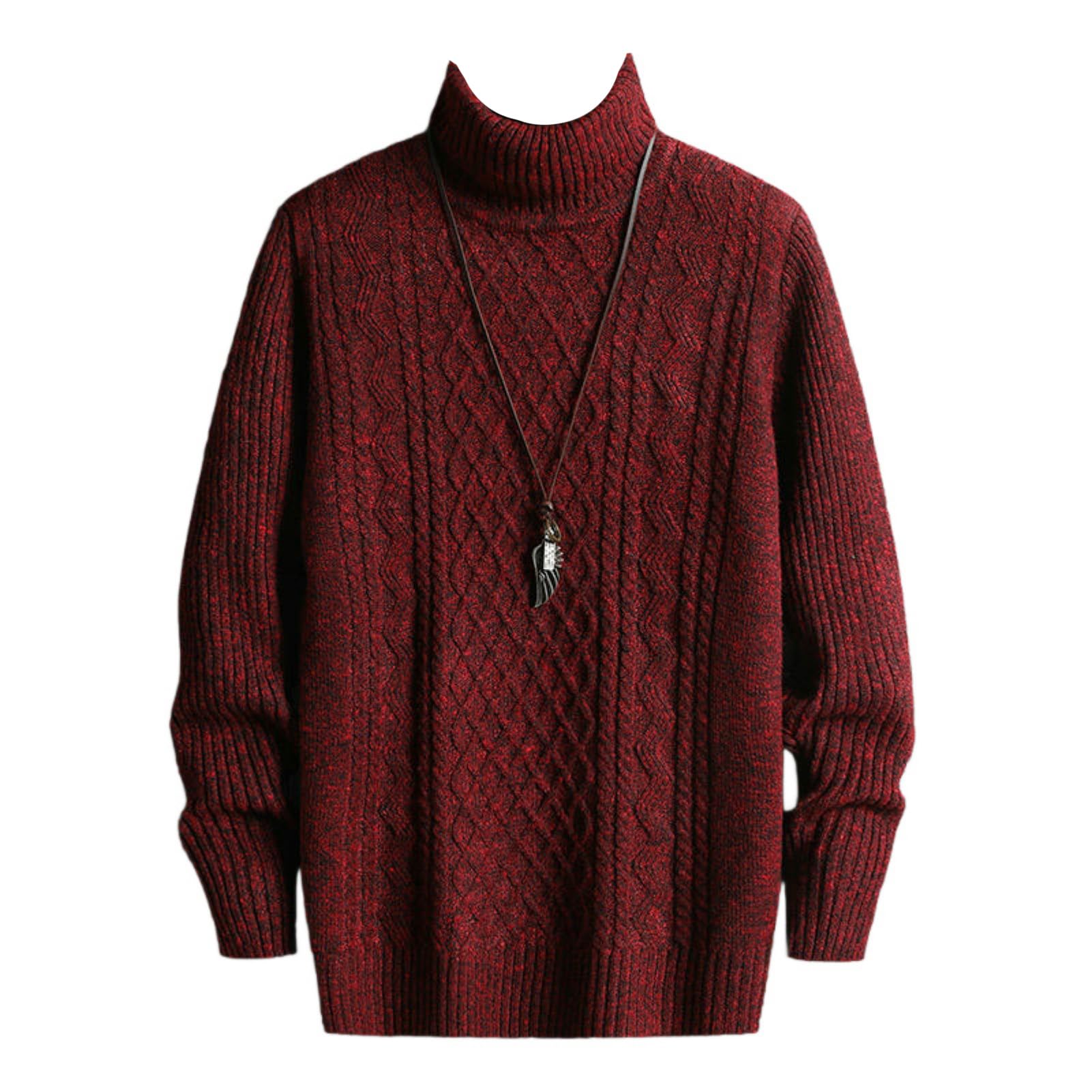 Otoño/Invierno Estilo Coreano Slim Fit Diamante Cuello de dos capas Manga Larga Cuello Alto para Hombre