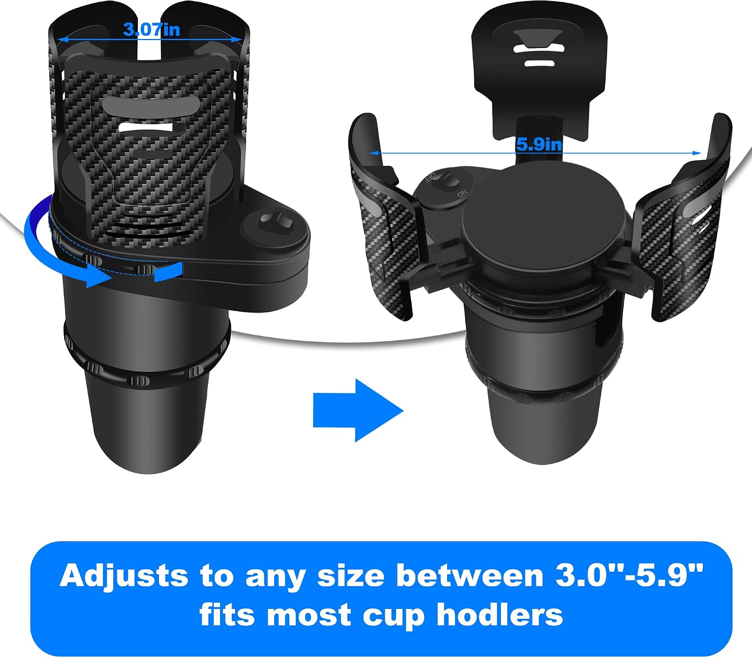 FLITI 2022 Upgraded Cup Holder Expander for Car, Multifunctional 2 in 1 Car Cup Holder, Use for All Purpose Car Cup Holder and Organizer