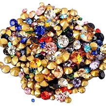 ss2-ss22 Mix Sizes Round Glass Stone Pointed Back Crystal Rhinestone Nail Art Decorations Necklace Earring Brooch Repair Jewelry Color Mix Colors, Number of Pcs 6grams per Bag