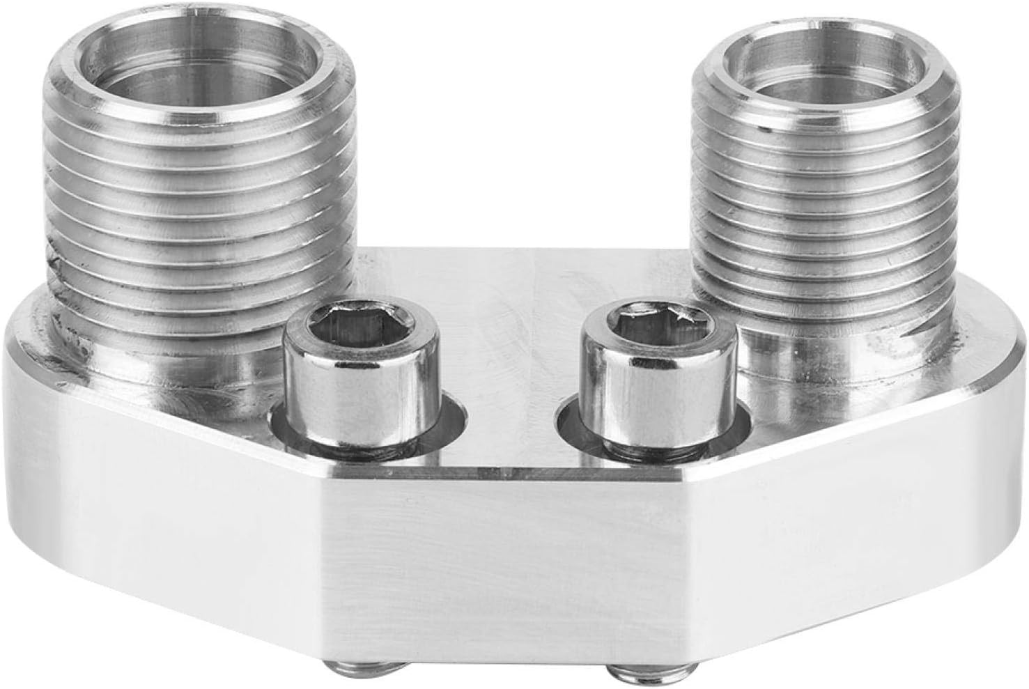 AC Compressor Adapter, 6061-T6 Aluminum Quick Connect Joint Polished Finish Air Compressor Accessories Car Accessory Fit for Sanden SD7B10 7176, 8AN/-10AN Fitting (Silver)