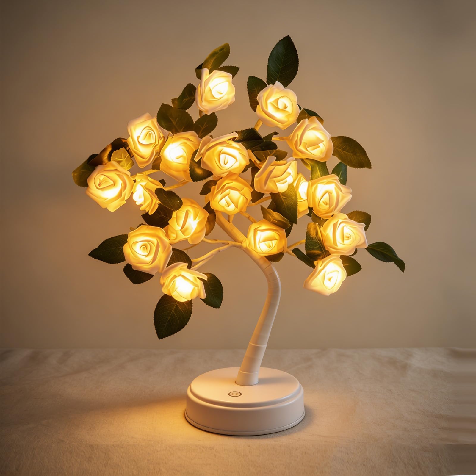ANBET 18 LEDs Rose Flower Tree Lamp, LED Rose Tree Table Lamp, Cute Fairy Light up Flower for Mother's Day Home Bedroom Valentines Christmas Day Easter Wedding Party Decor-Yellow