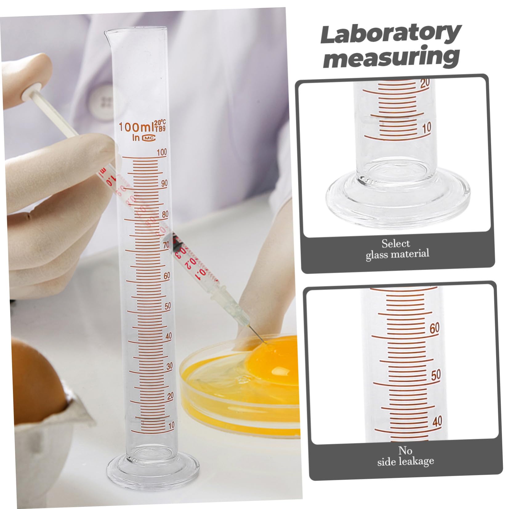 Set di Vetro per Laboratorio 9 Pezzi, Include Cilindro Dosatore e Flacone Dosatore in Vetro Resistente, per Misurare Liquidi in Esperimenti Scientifici