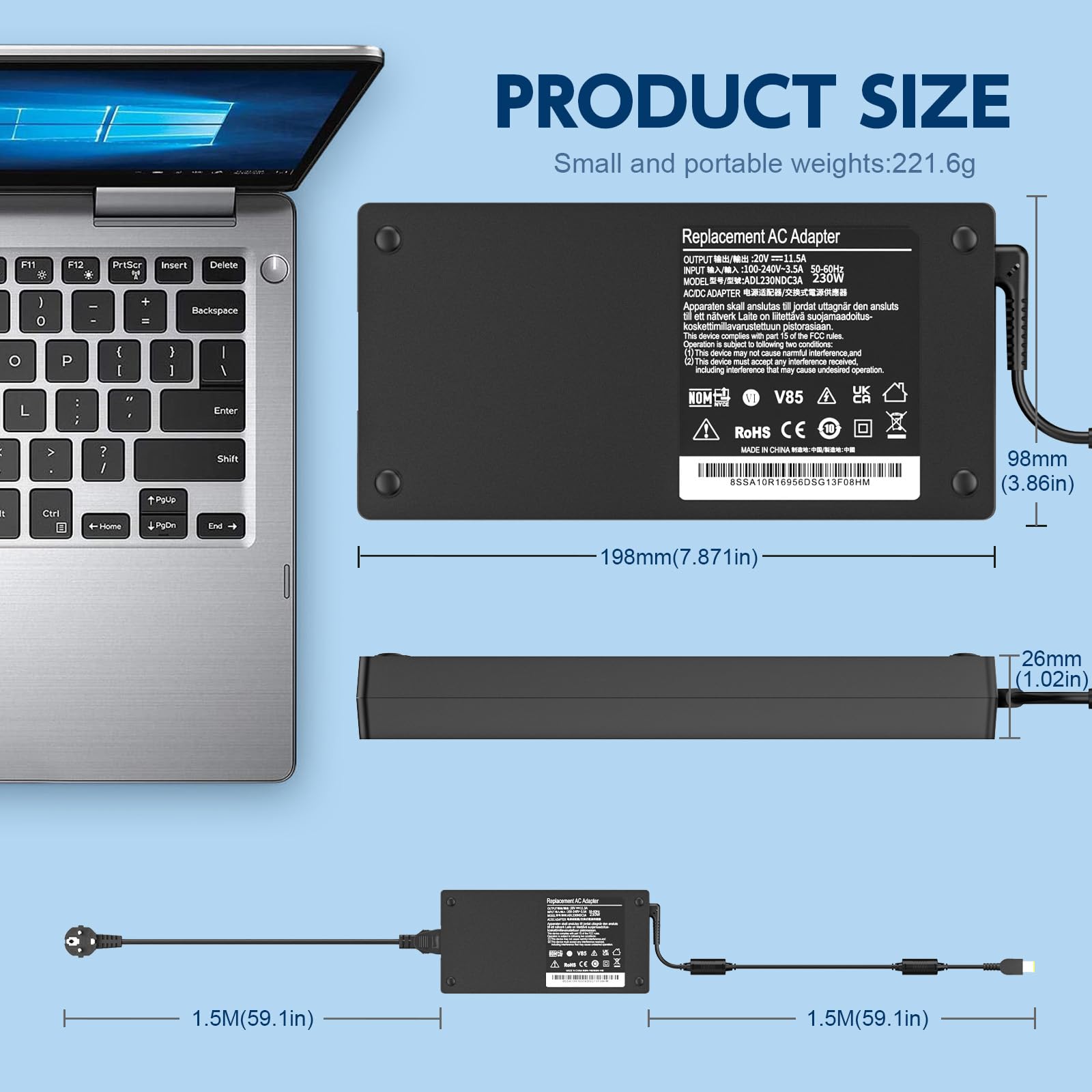 230W ładowarka do Lenovo Legion 5 7 5 Pro C7 S7 Y520 Y540 Y545 Y700 Y730 Y740 Y7000P Y900 Y910 Y920 ThinkPad P15 P17 P50 P53 P70 P71 P72 P73 Ładowarka do laptopa