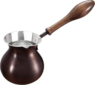 Premium Handmade Copper Turkish Coffee Pot Cezve/Ibrik 15.21 oz and 450 ml - Multifunctional Greek & Arabic Coffee Maker, Stovetop Briki, Chai Warmer, Turkey, top Design, Copperbull Crafted
