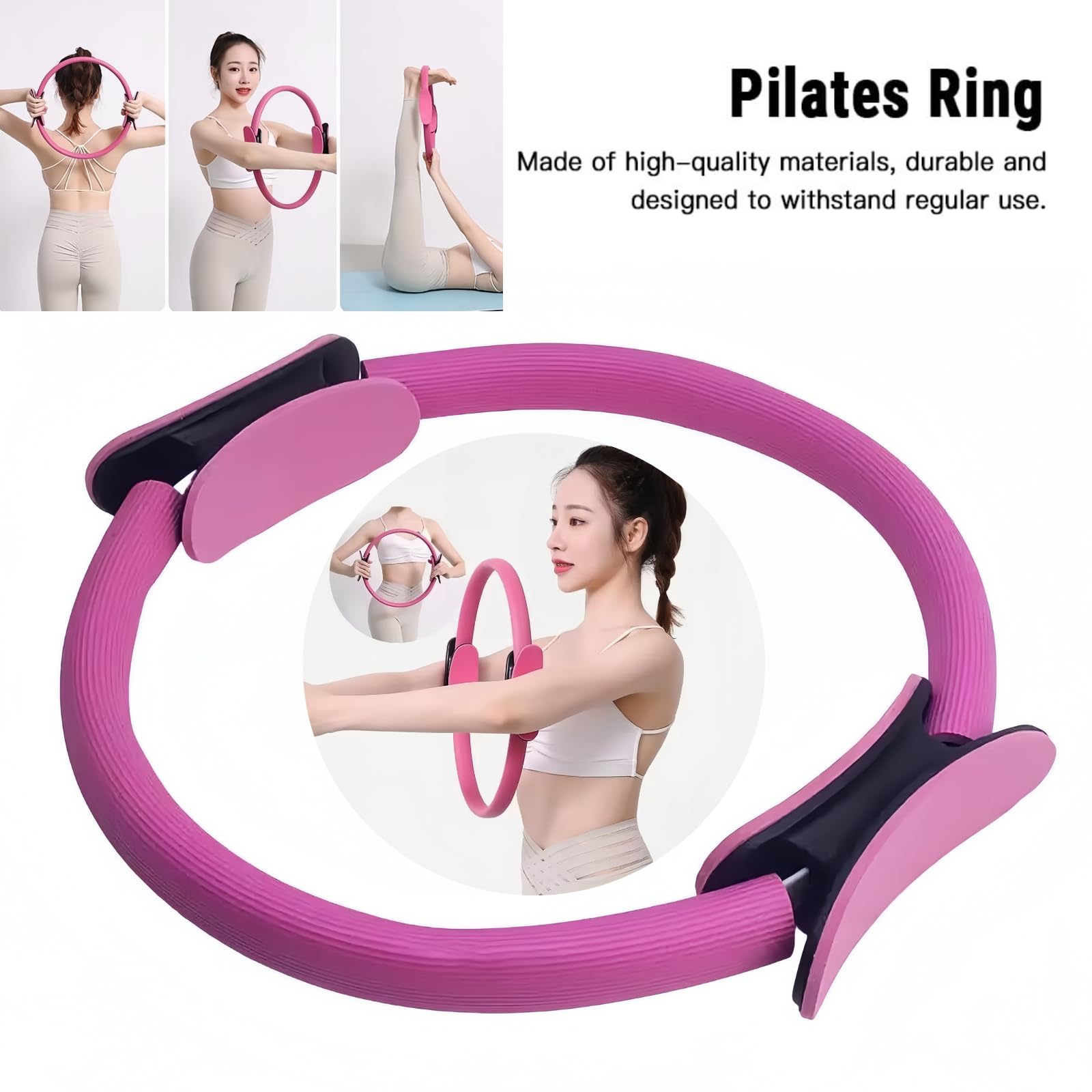 Pilates Essentials Kit for Women, Yoga Sets at Home for Women, Pilates Rings Booty Bands, Hip Exercise Band Yoga Ball 25cm Figure 8 Resistance Band for Stretching