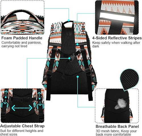 Miniatura 4 de Mochila escolar para laptop, mochila casual para adolescentes, niñas, mujeres, niños, hombres, universidad, viajes, Azteca, Mochilas Daypack