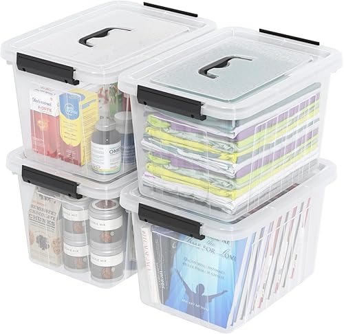 Miniatura 7 de Kiddream Contenedores de almacenamiento transparentes de plástico de 20 litros con asas, cajas de almacenamiento con tapa, juego de 4