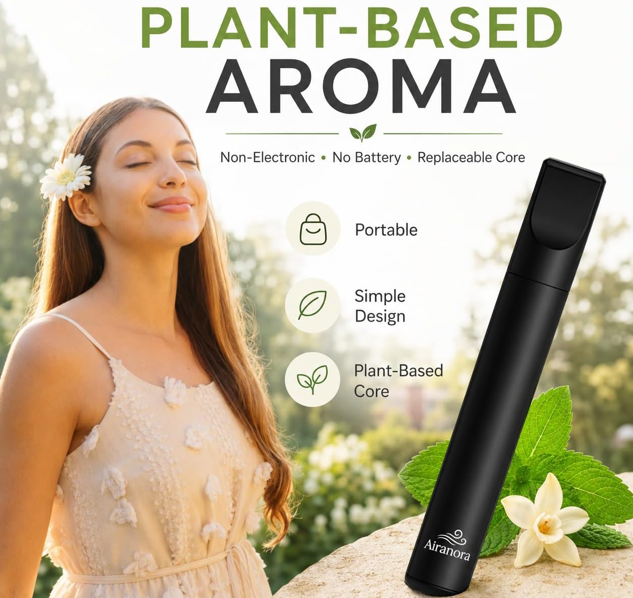 Smokeless Inhaler with Mint Plant-Based Cores | Non-Electric | Reusable | Compact for Daily Use