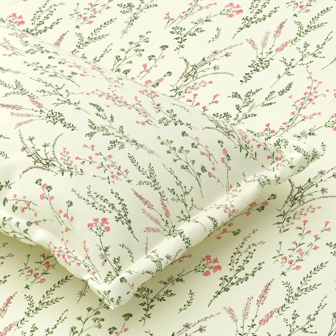 Jaipur Weaves Double Bed Cotton Bedsheet Queen Size 90x100, 100% Pure Cotton Bed Sheet with 2 Pillow Covers, 240 TC Soft Breathable Floral Design – (Crimson Harvest)-image-15