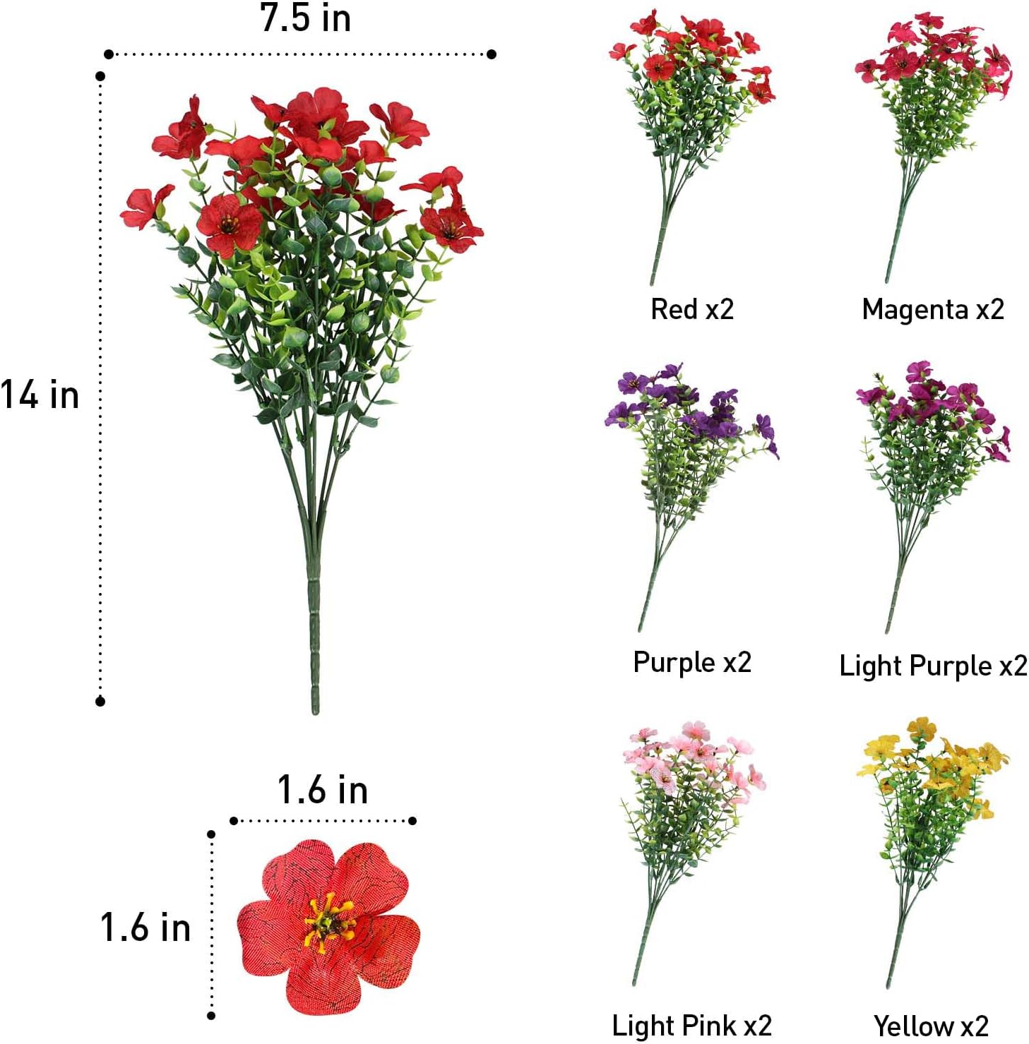 Artificial Flowers for Outdoors Indoors Fake Daisy Flowers Plants for Outside Multicolour 12 Bundles Garden Home Decoration for Patio Porch Window Box Home Wedding Farmhouse Outside Hanging
