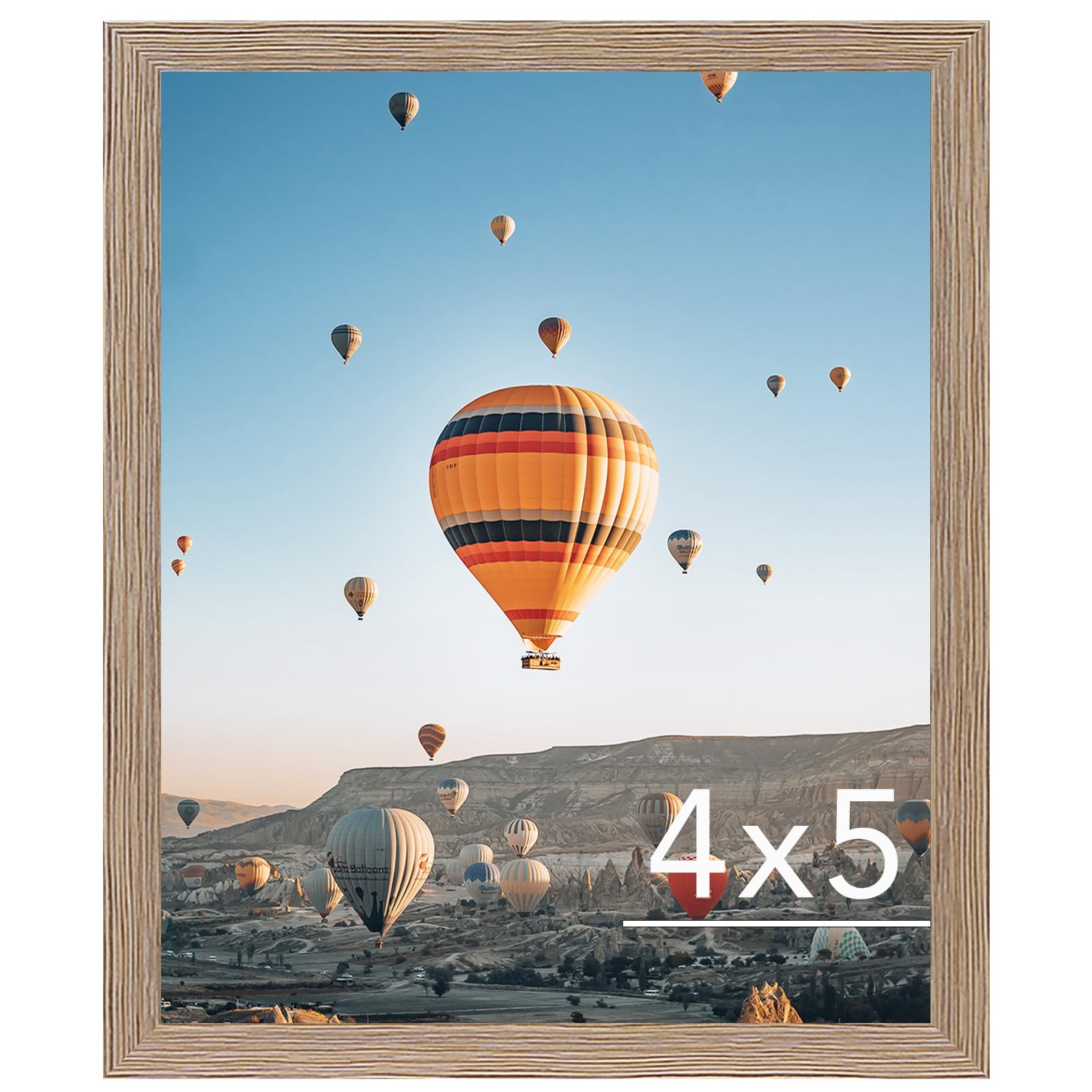 JCJMY 4x5 Picture Frame Rustic Brown for Wall Hanging or Tabletop, Wall Mounting Horizontally or Vertically, 4 x 5 Wall Gallery Poster Photo Frame with Shatter Resistant Plexiglass, Rustic Brown