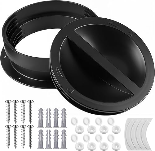 1 Unidades de conector de montaje en pared de doble tamaño negro para acoplador de manguera de escape de CA portátil para manguera de 5 y 5.5