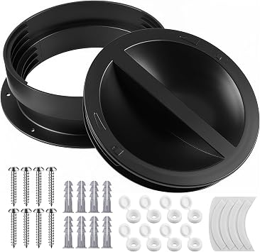 1 Portable AC Wall Vent Connector, 5 and 5.5 Inches, Black