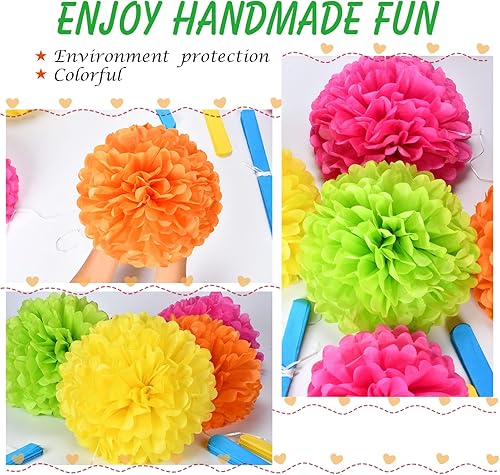 Miniatura 5 de Decoración de fiesta de papel con pompones, 15 piezas de 10, 12, 14 pulgadas, para bodas, cumpleaños, despedida de soltera, despedida de soltera,