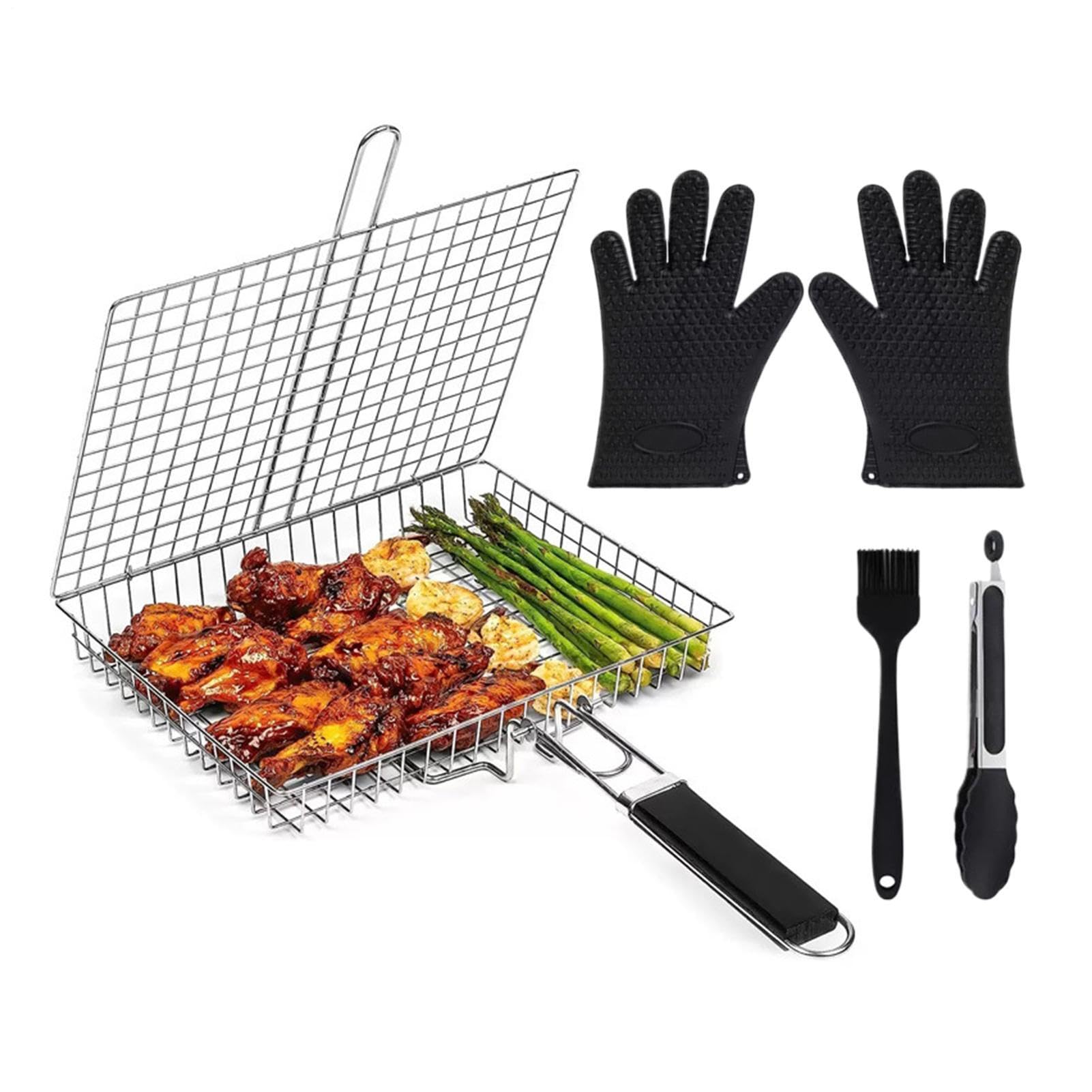 Cesta de Parrilla para Pescado Rejilla Plegable Portátil De Acero