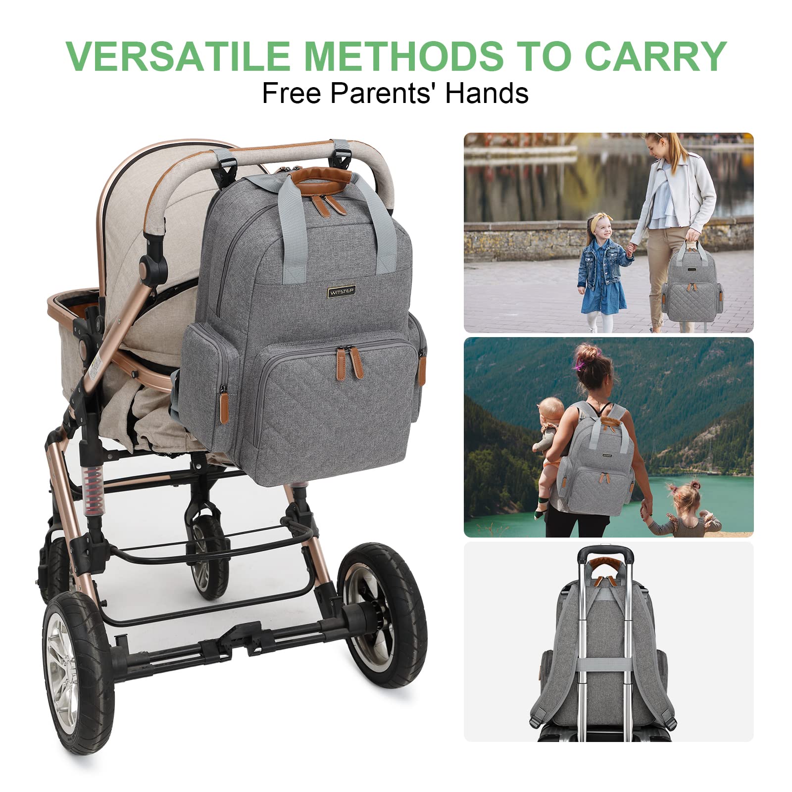 Diaper Bag Backpack with Changing Station, Baby Diaper Bag Organizer for Moms Dads Large Baby Changing Bags