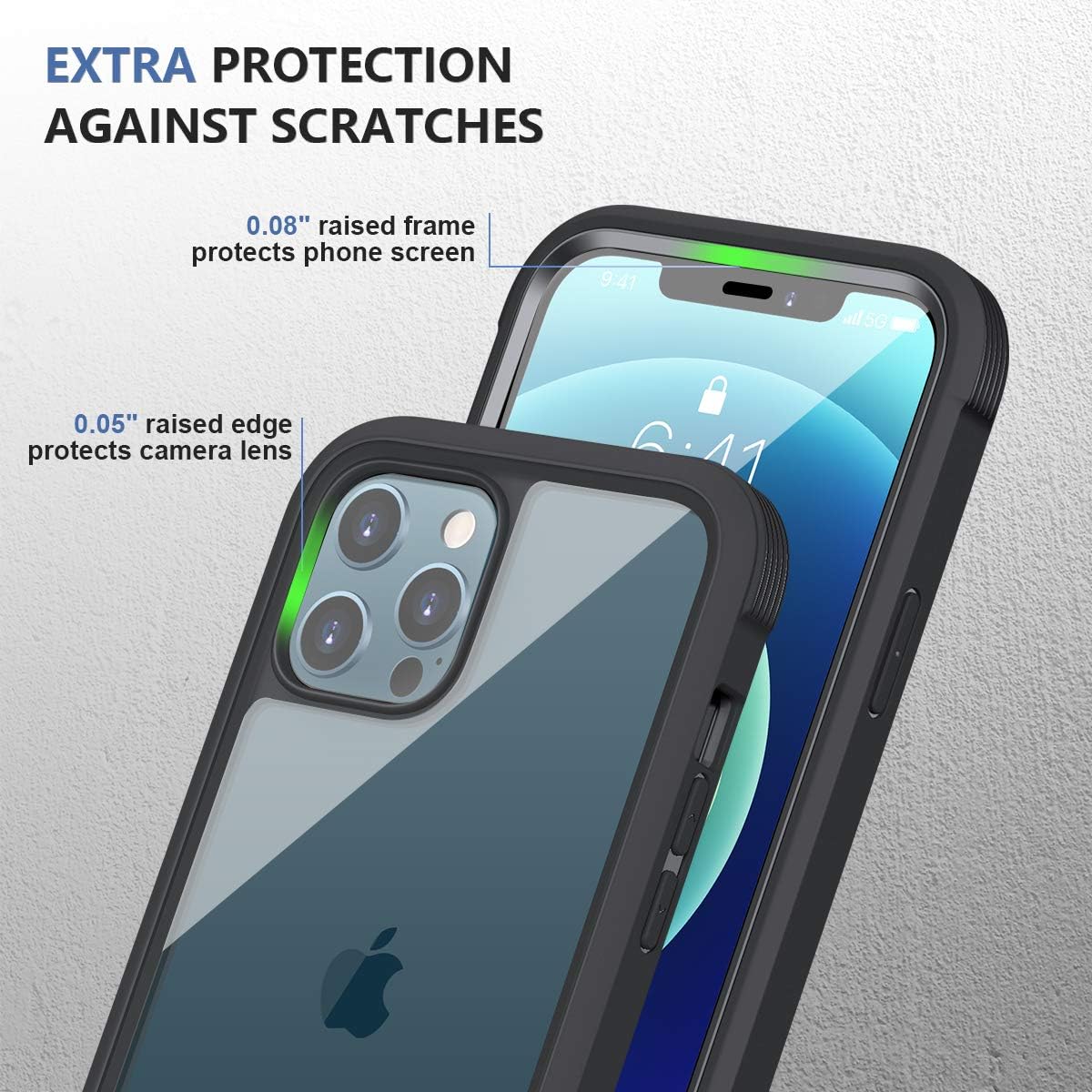 Miracase Glass Case for iPhone 12/ iPhone 12 Pro 6.1 inch (2020), Full-Body Clear Bumper Case with Built-in 9H Tempered Glass Screen Protector for iPhone 12/ iPhone 12 Pro, Black