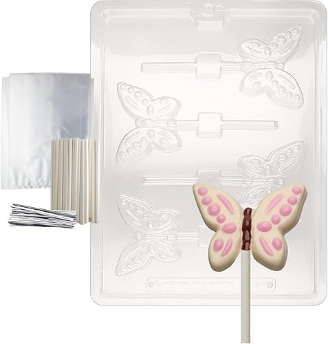 Miniatura 1 de Cybrtrayd Molde de caramelo de chocolate animal de mariposa Lolly con kit de suministro de piruletas